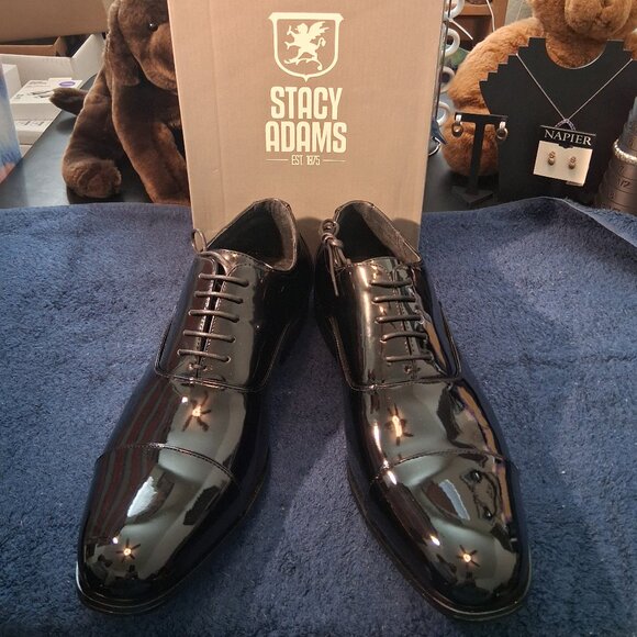 Stacy Adams Men's Black Patent Leather Tuxedo Cap Toe Oxford Wedding Shoes